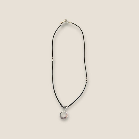 Silpada Sterling Silver & Leather Necklace With Circle Pendant - Picture 2 of 4